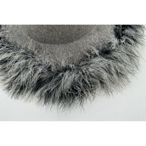 VTG George W. Bollman & Co. Gray Doeskin Felt Hat Feathers Wide Brim USA Retro